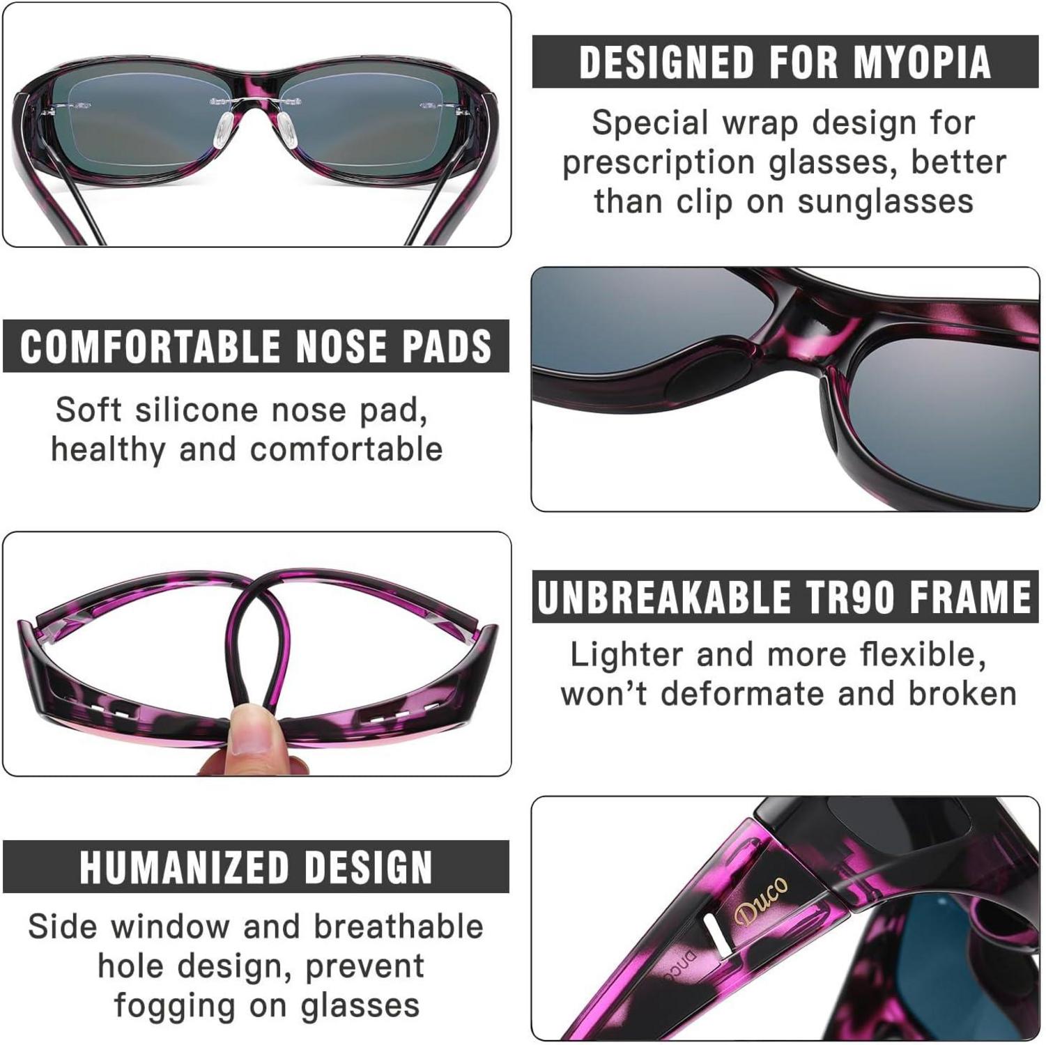 Polarisierte Überbrille UV400 Schutz Lila Linse DUCO