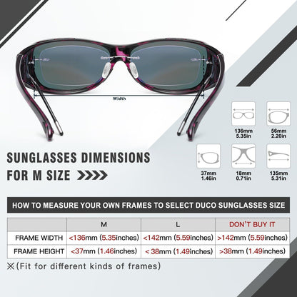 Polarisierte Überbrille für Brillenträger UV400 Schutz Gr. M/L Lila Tortoise