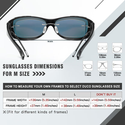 DUCO Polarisierte Sonnenbrille Überbrille UV400 Schutz M Größe Schwarz Rot