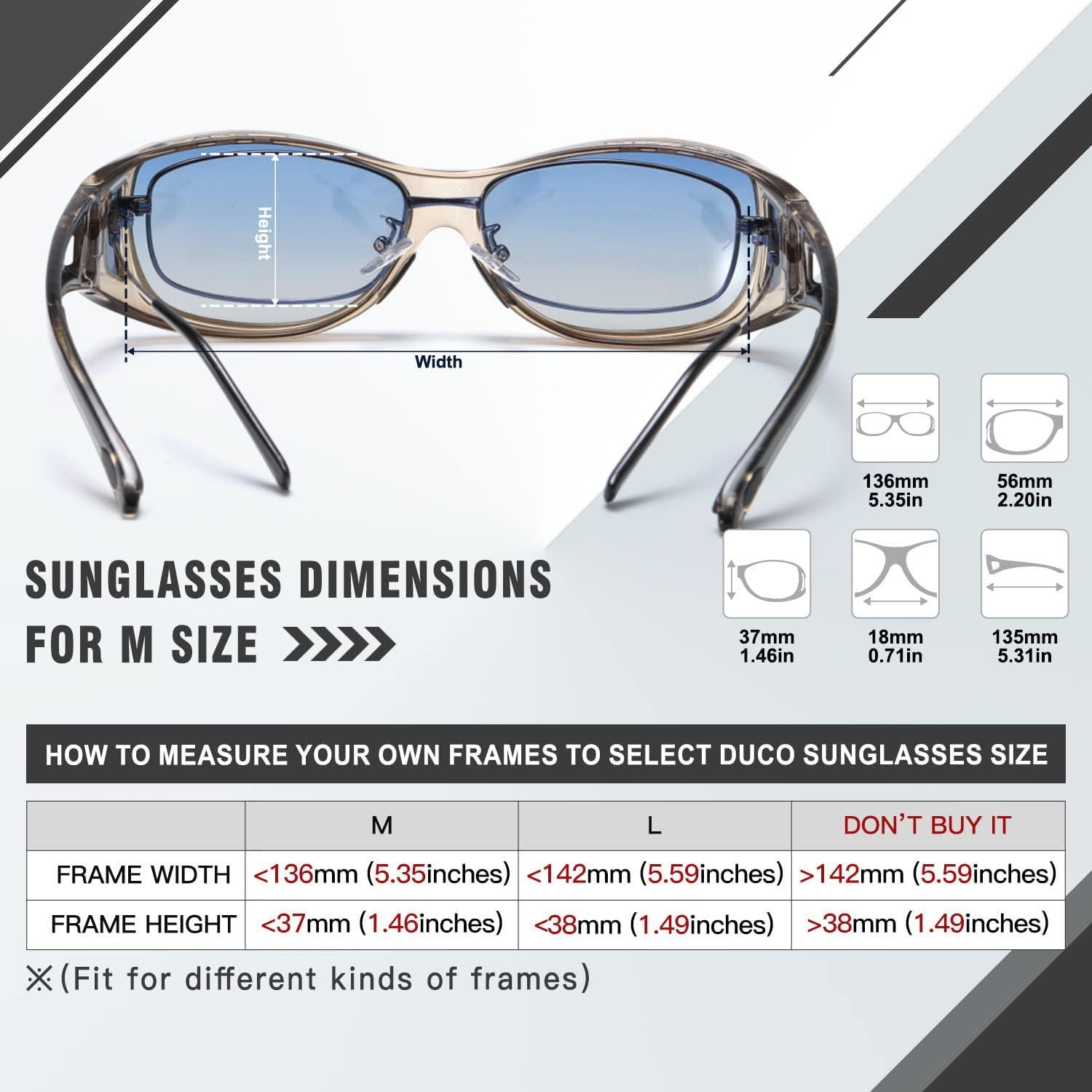 Polarisierte Sonnenbrille UV400 Schutz Überbrille Transparent Braun Blue Unisex Fit-over M Größe