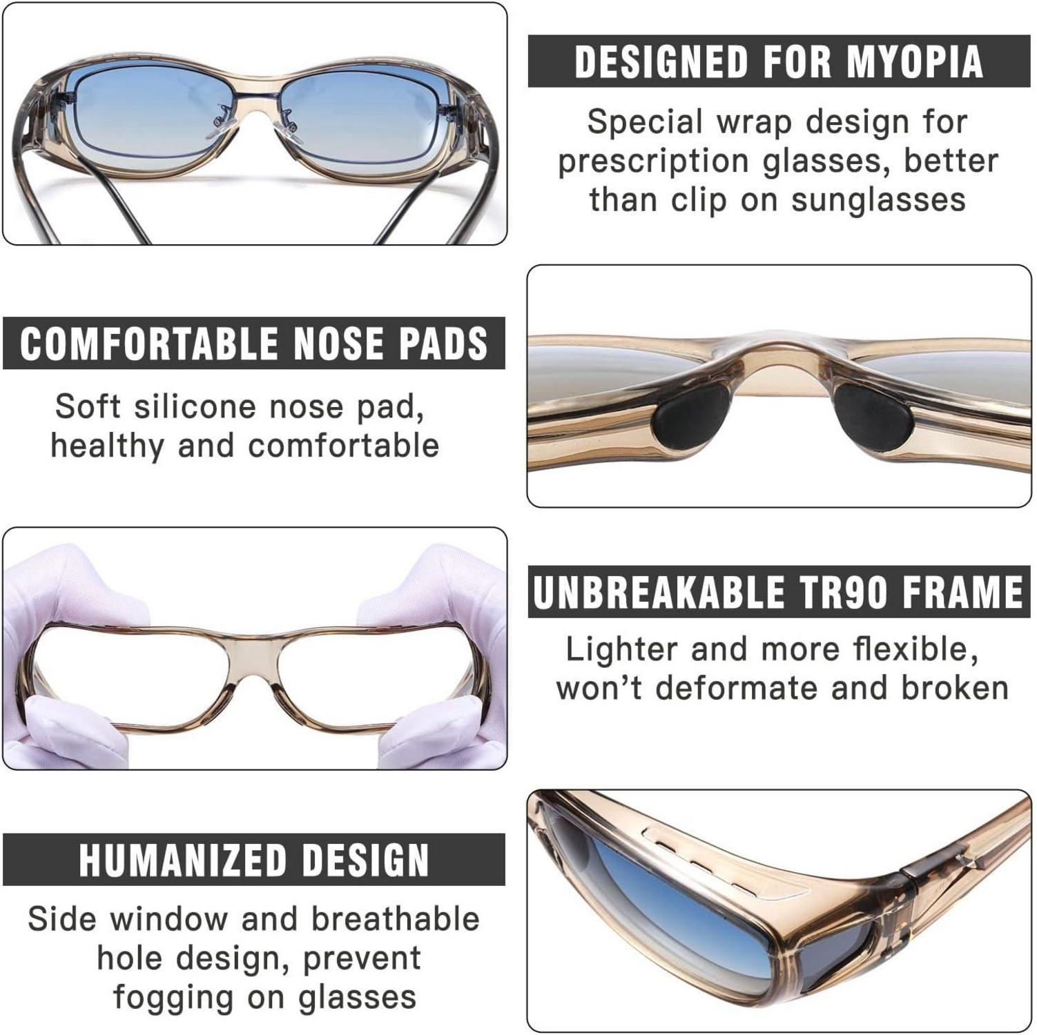 DUCO Polarisierte Überbrille UV400 Schutz M Größe Transparent Blau