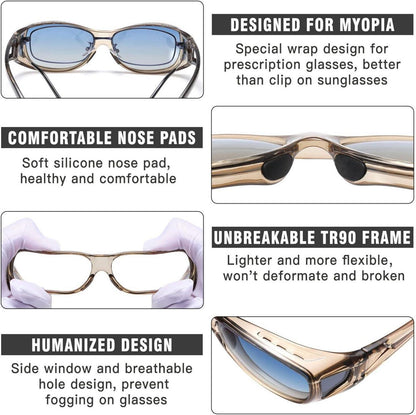 DUCO Polarisierte Überbrille UV400 Schutz M Größe Transparent Blau