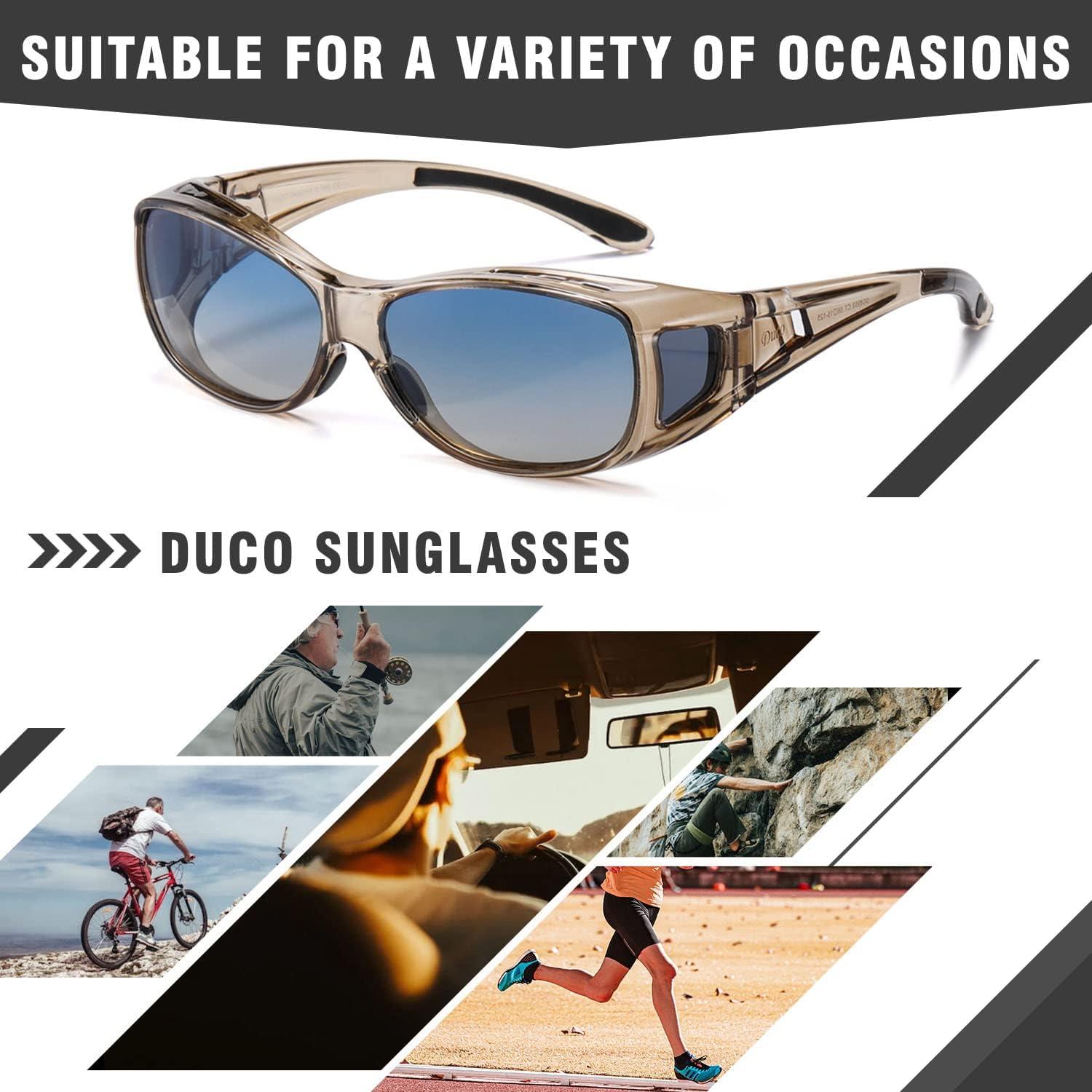 DUCO Polarisierte Überbrille UV400 Schutz M Größe Transparent Blau