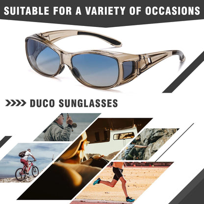 DUCO Polarisierte Überbrille UV400 Schutz M Größe Transparent Blau