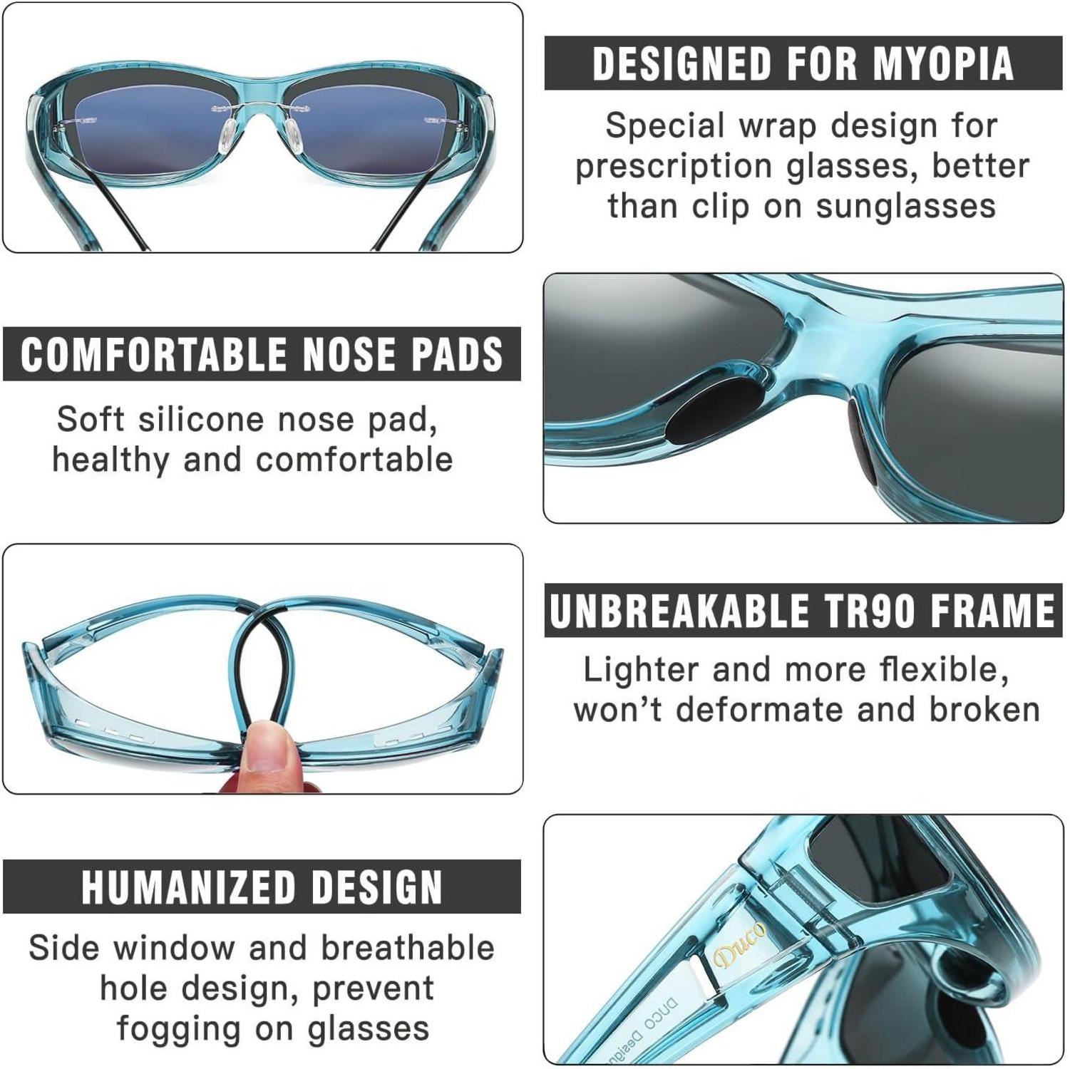 Polarisierte Sonnenbrille UV400 Schutz für Brillenträger Wrap Around