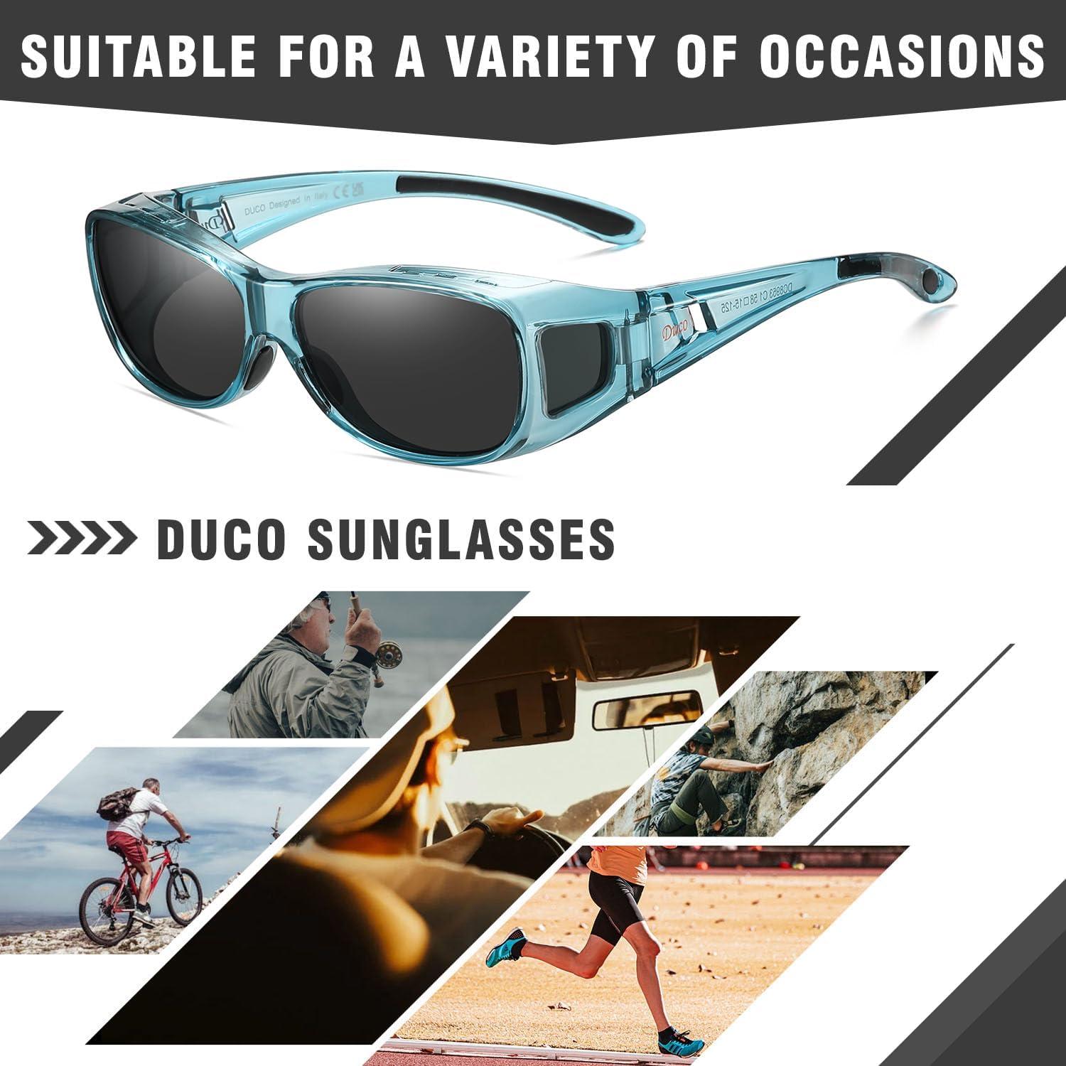 Polarisierte Sonnenbrille UV400 Schutz Überbrille für Brillenträger DUCO M Größe Blau Grau