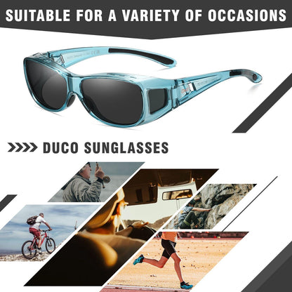 Polarisierte Sonnenbrille UV400 Schutz Überbrille für Brillenträger DUCO M Größe Blau Grau