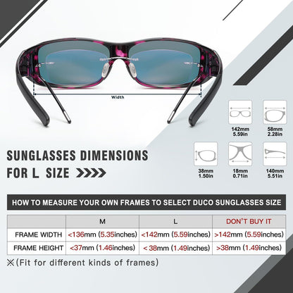 DUCO Polarisierte Sonnenbrille UV400 Schutz Lila Tortoise Grau polarisiertDims 40x60 mm