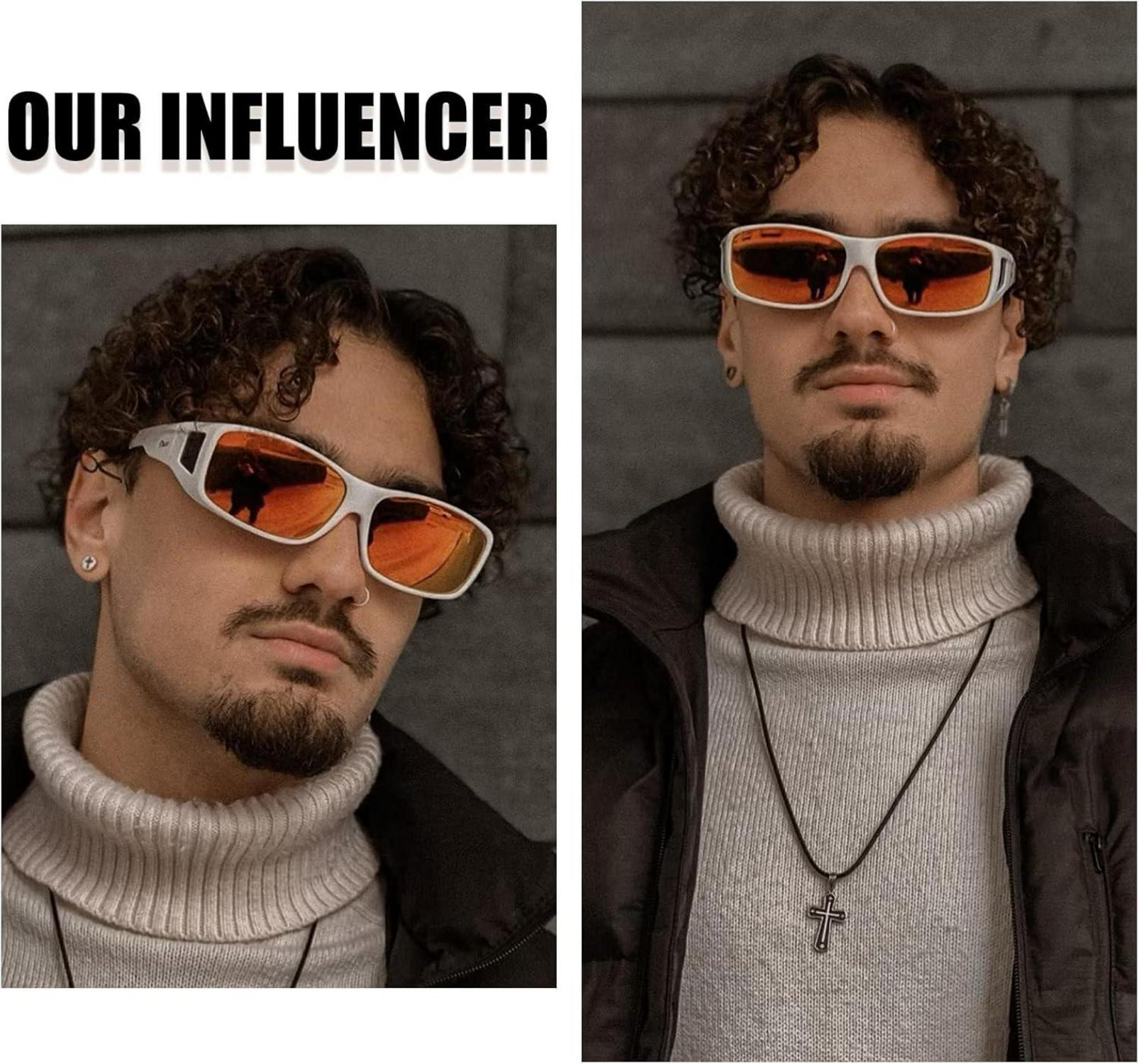 Polarisierte Sonnenbrille UV400 Schutz Weiß Rahmen Rot Linse Größe M