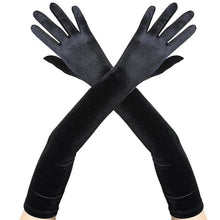 Lange Samt Handschuhe Schwarz 1920er Jahre Party Kostüm