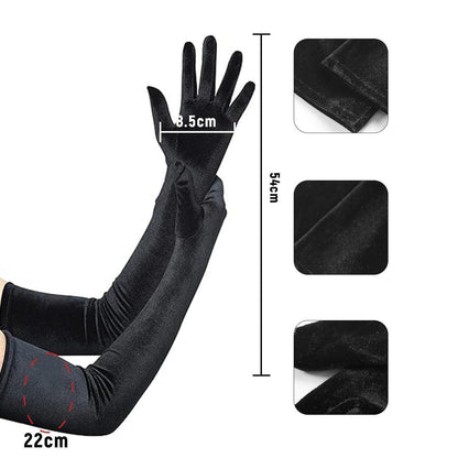 Lange Samt Handschuhe Schwarz 1920er Jahre Party Kostüm