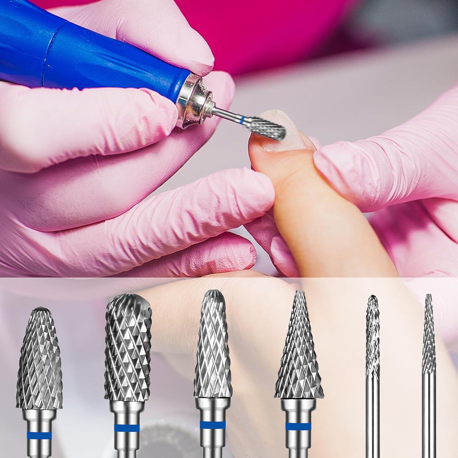 6-teiliges Nagelbohrer Set Keramik Wolfram Nagelfräser harte Gele sicher