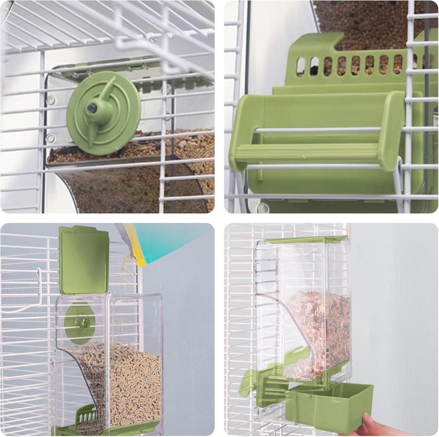 Automatischer Vogelfutterspender Wasserspender Set mit Sitzstange für Vögel