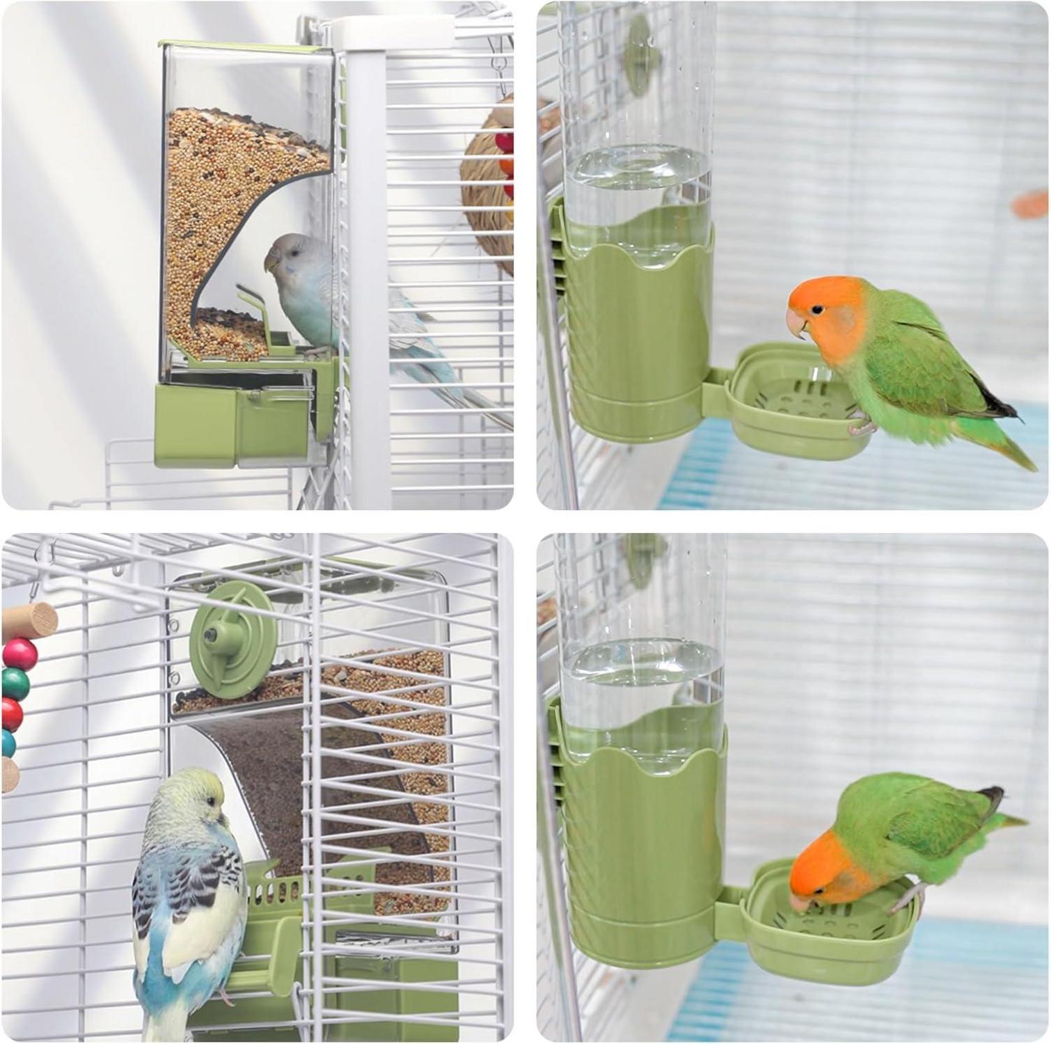 Automatischer Vogelfutterspender Wasserspender Set für Vögel rosa