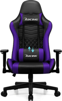 Gaming Stuhl mit Wippfunktion bis 170° und Lendenkissen