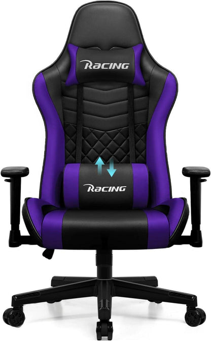 Gaming Stuhl mit Wippfunktion bis 170° und Lendenkissen