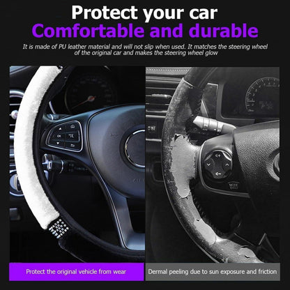 Flauschiger Lenkradschoner Universal Schwarz Weiß