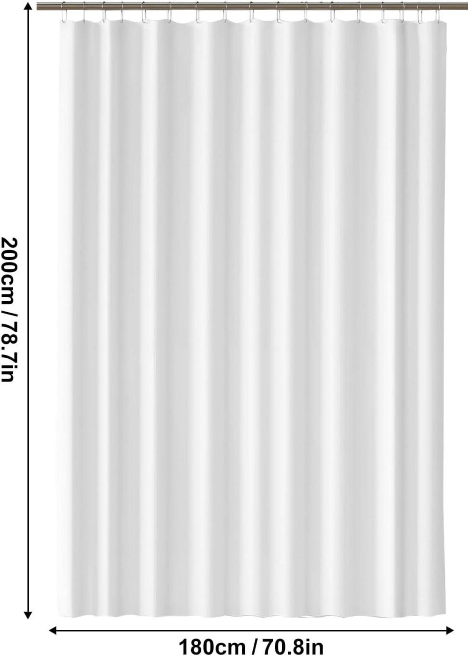 Duschvorhang 180x200 cm Weiß Wasserdicht Waschbar PEVA mit