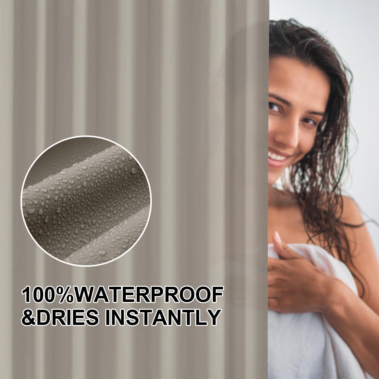 Duschvorhang 180x200 cm Anti-schimmel Wasserdicht Waschbar Beige PEVA H200 x B180 cm