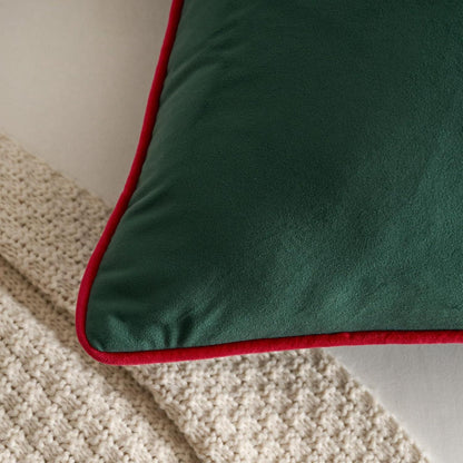 2x Samt Kissenbezug 45x45 cm Dunkelgrün – Luxus Deko Kissen