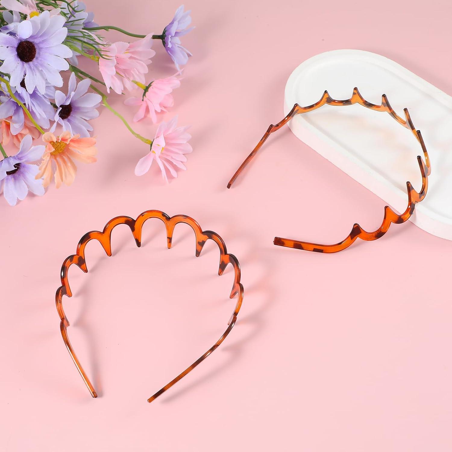 Zickzack Haarreif 4 Stück Haifischzahn Haarband Damen Mädchen Leopard