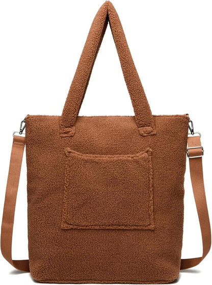 Teddyfleece Handtasche Damen Plüsch Schultertasche Umhängetasche