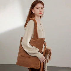 Teddyfleece Handtasche Damen Plüsch Schultertasche Winter