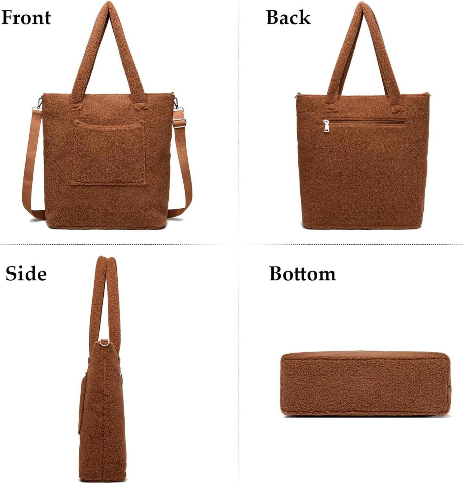 Teddyfleece Handtasche Damen Winter Schultertasche Plüsch Groß/shopper