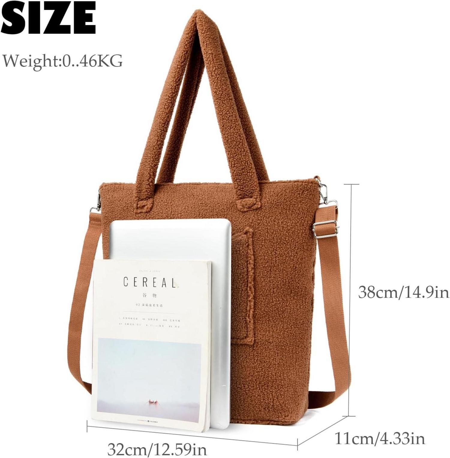 Teddyfleece Handtasche Damen Plüsch Umhängetasche Groß Winter Shopper