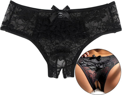 Sexy Spitzen-Tanga Damen Ouvert Dessous Schwarz