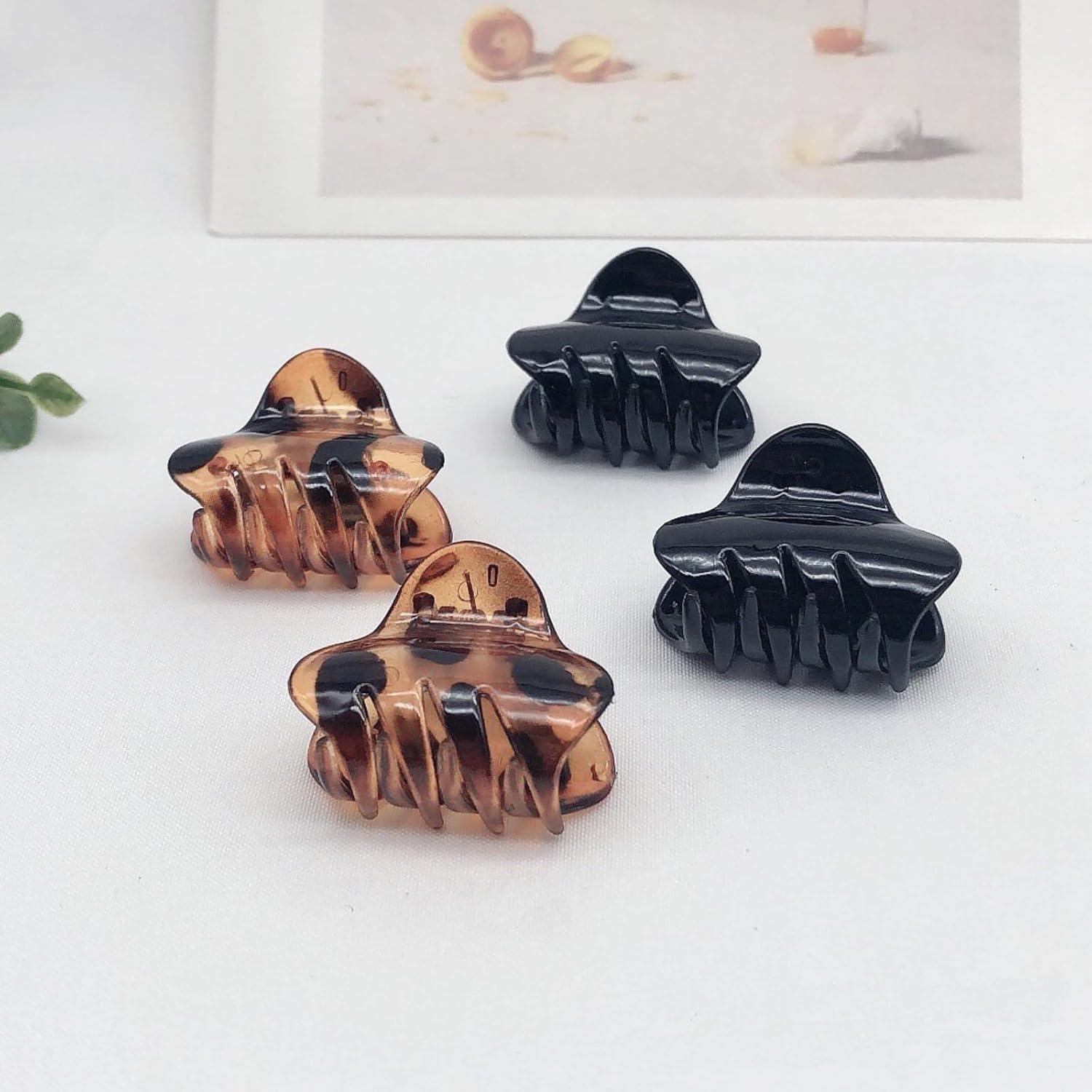 12 Stück Haarklammer Damen Schwarz Braun Kunststoff 3 cm Rutschfest