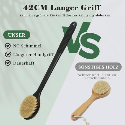 Rückenbürste mit langem Griff und natürlichen Borsten