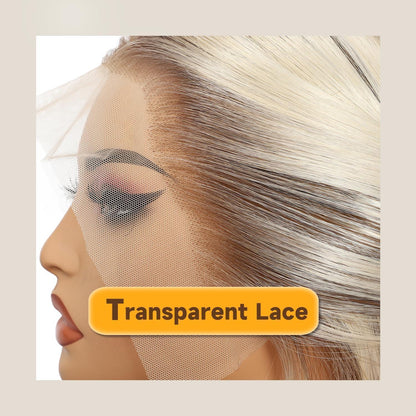 Blond Lange Gerade Perücke 13x6 Lace Front Synthetik 26 Zoll
