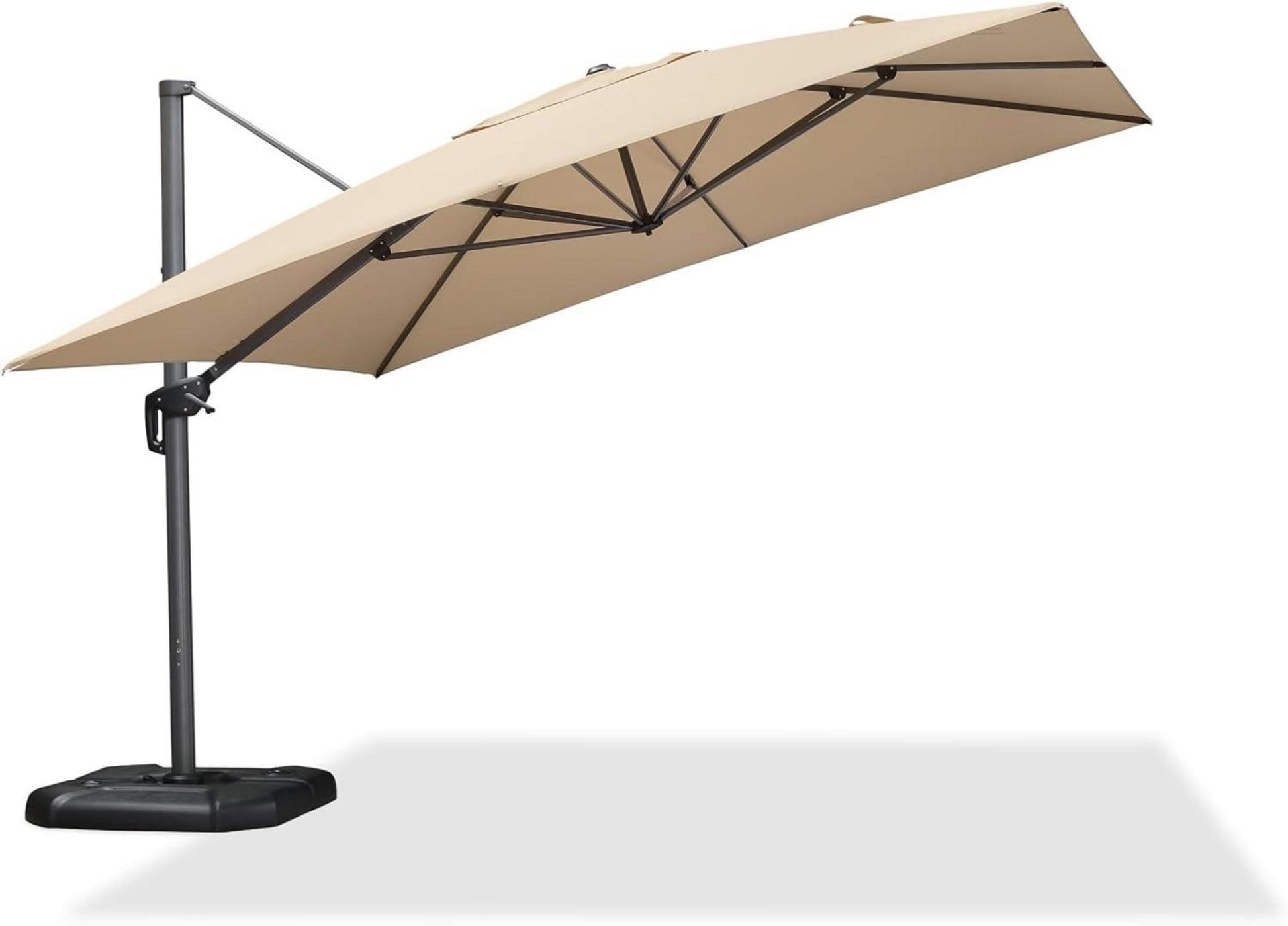350x350 cm Sonnenschirm Teleskopisch Ampelschirm Groß Beige