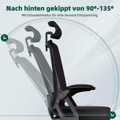 Ergonomischer Bürostuhl mit verstellbarer Kopfstütze und Armlehnen