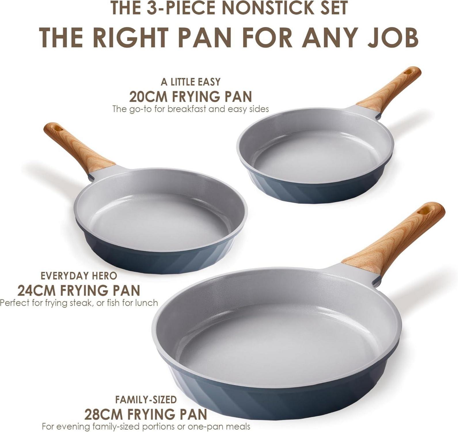 Antihaft Pfannen-Set 3-teilig Keramikbeschichtung 20cm 24cm