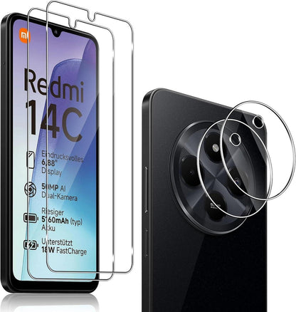 Panzerglas für Xiaomi Redmi 14C 4G, 2+2 Displayschutzfolie