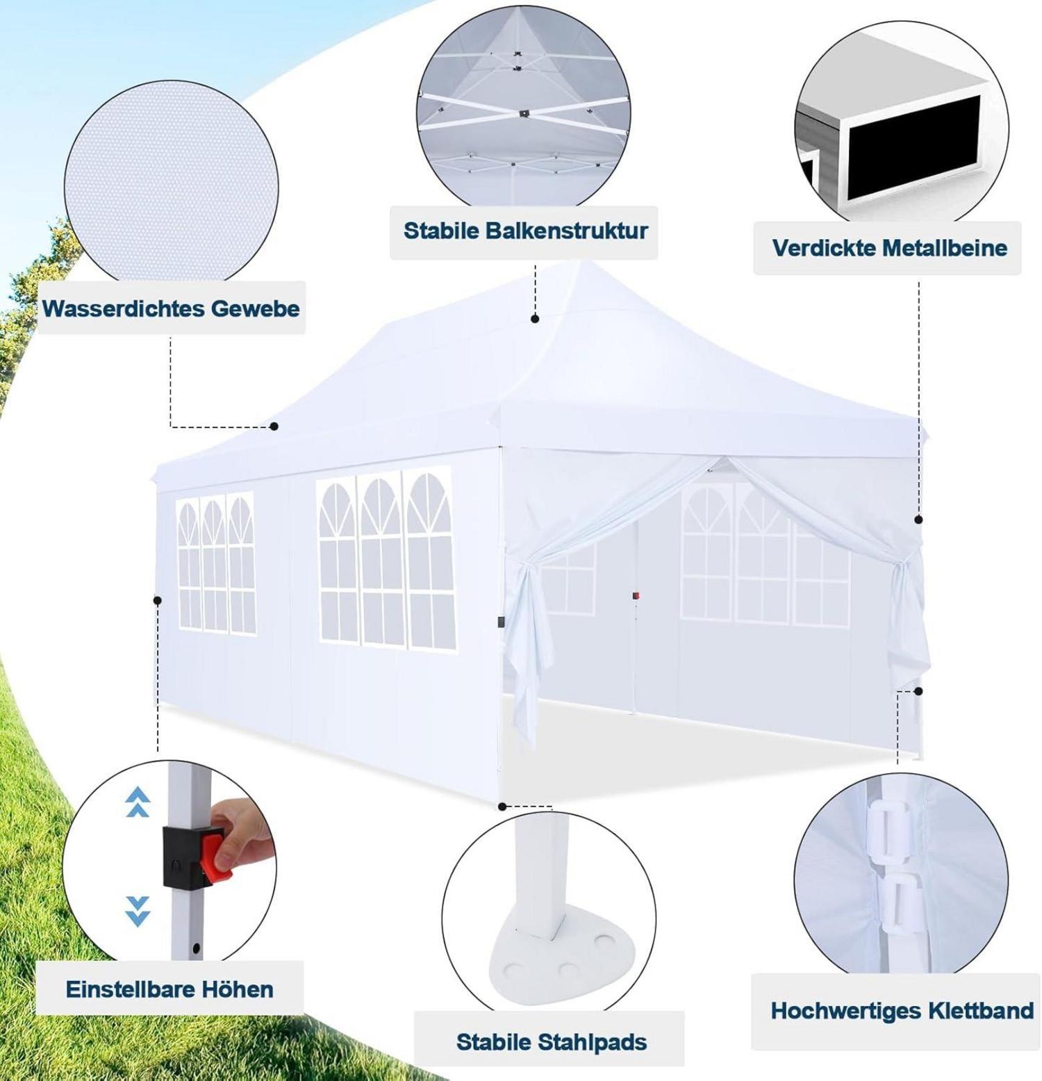 Faltpavillon 3x6m Wasserdicht Stabil Partyzelt mit 6