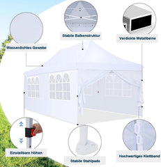Faltpavillon 3x6m Wasserdicht Stabil Partyzelt mit 6