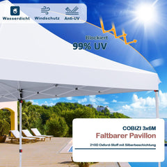 Faltpavillon 3x6m Wasserdicht Stabil mit 6 Seitenwänden