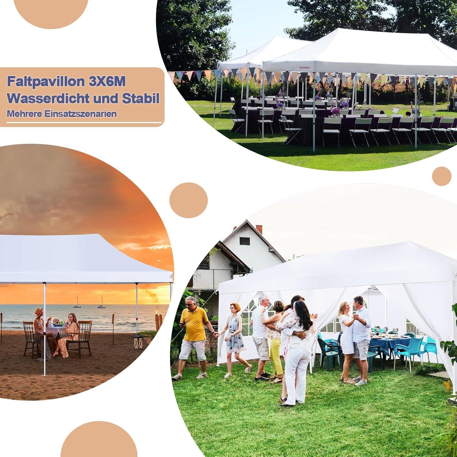 COBIZI Faltpavillon 3x6m Wasserdicht Stabil Partyzelt Gartenpavillon