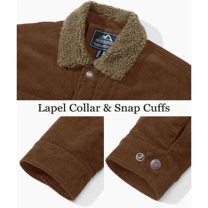 Herren Cordjacke mit Teddyfell-Kragen L Braun