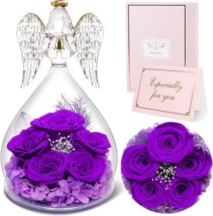 Ewige Rosen Engel Geschenkbox Violett für Frauen, Valentinstag