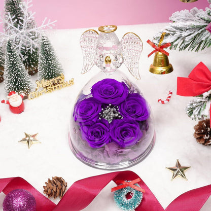 Sunia Ewige Rose Engel Geschenke für Frauen 5 Ewige Rose im Engel Figur Violett