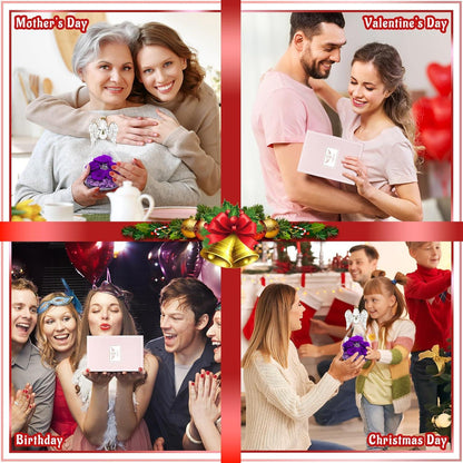 Ewige Rose Engel Glas Dome Geschenkbox Violett 5 handgemachte Echte Rosen