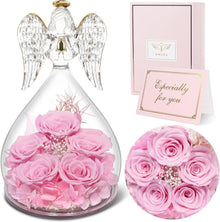 Ewige Rose Engel Glaskuppel Geschenkbox 5 Rosen Handgefertigt