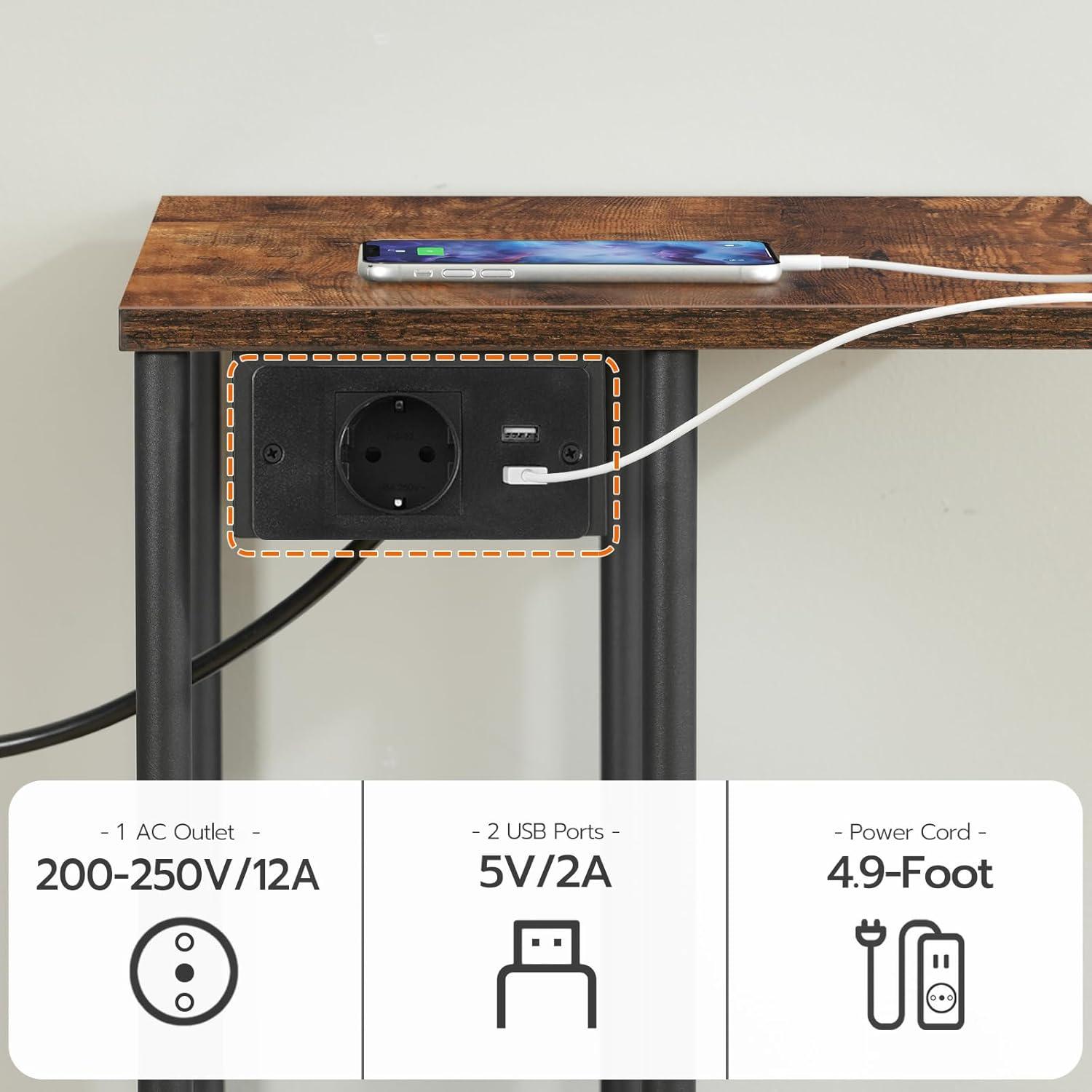 Druckerwagen mit Ladestation 3 Ebenen Rollen Füßen Haken vintagebraun
