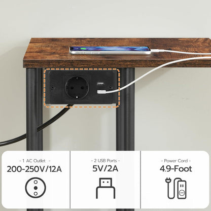 Druckerwagen mit Ladestation 3 Ebenen Rollen Füßen Haken vintagebraun