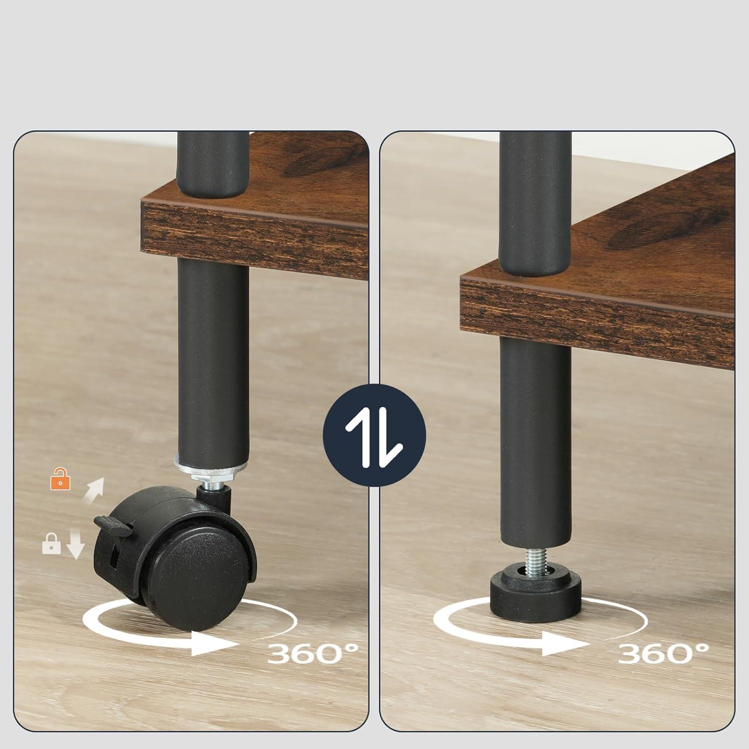Druckerwagen mit Ladestation, 3 Ebenen, Rollen/Füßen, für Büro Wohnzimmer Küche Schlafzimmer