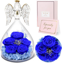 Ewige Rose Engel Geschenkbox Weihnachten 5 Rosen Engel Figur Blau